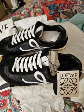 Loewe Black & White Low-Top Leather Sneakers